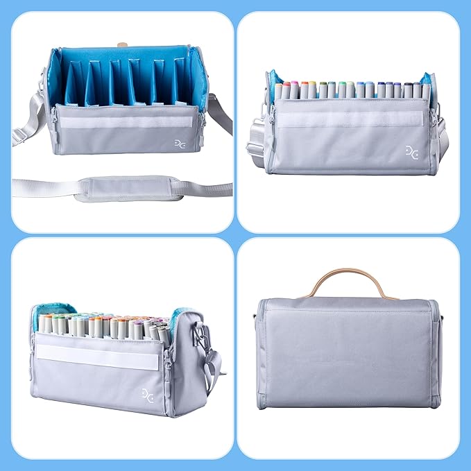 Marker Pens Storage Tote Handbag, Up to 160 Pens, Crossbody Bags Causal Shoulder Bag for Artists,Hobbyist