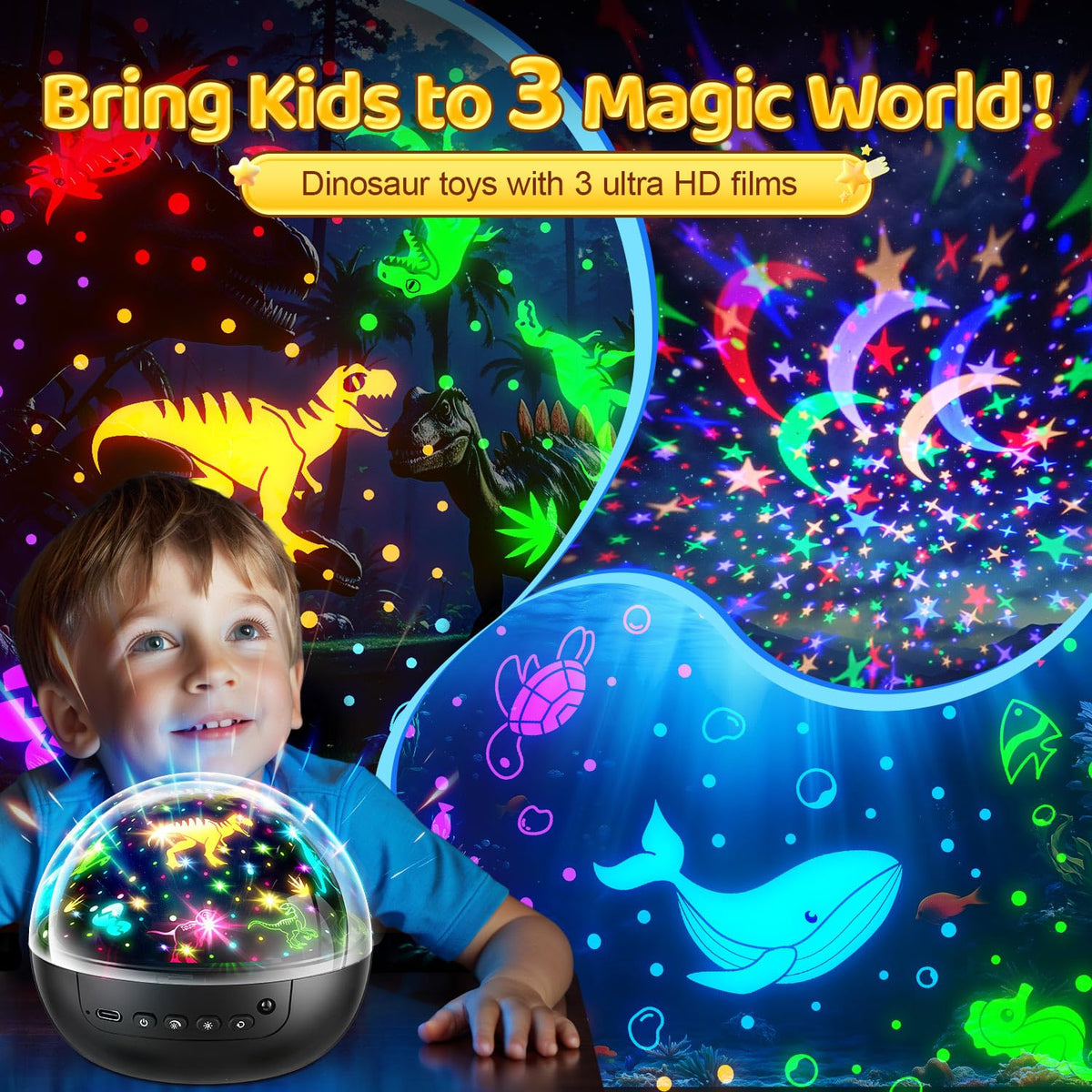 Dinosaur Toys for Kids 2-4,【Remote+3 Films+93 Effects】Dinosaur Toys for Kids 5-7,【3 Timer+5 Brightness】Toys for 5 Year Old Boy Toys Age 3,Rotate Night Light Projector,Toddler Night Light Projector