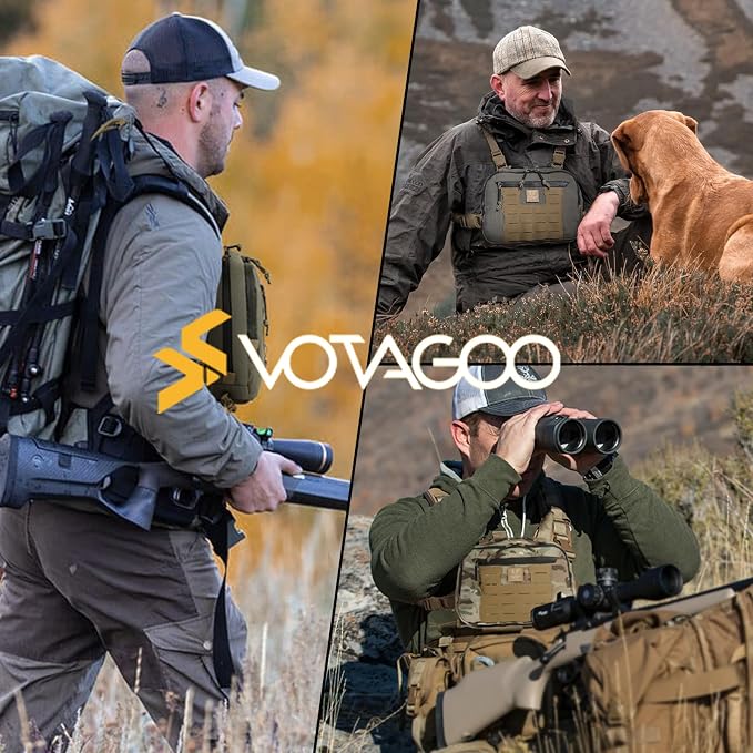 VOTAGOO GEAR Tactical Chest Rig Bag, 3L Utility Hypalon Molle Chest Rig With Map Pocket 500D Cordura Chest Bag for Hunting Workouts (Black)