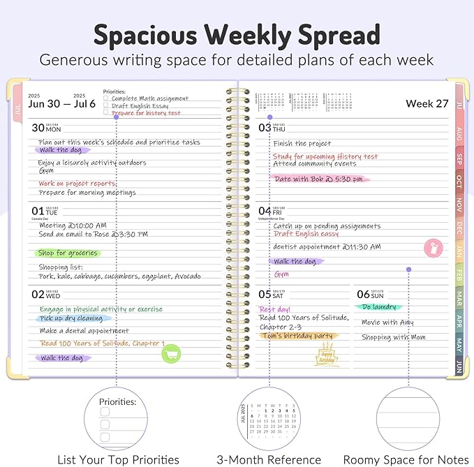 Jul 2025 -Dec 2026 Planner, Forvencer Academic Planner 2025-2026, 18 Month Daily Planner, 8.5" x 11", Weekly & Monthly Agenda Book, Hardcover Calendar Book, School Supplies for Student,Beige