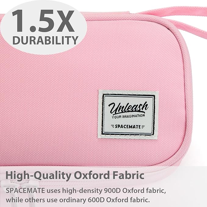 Pencil Case Pouch Box Bag School Supplies Girls Boys Kids, Cute Preppy Stuff Large Big Capacity Aesthetic Pen Organizer, Back to College Stationary, Light Pink, Standard Stlye, 1800ml