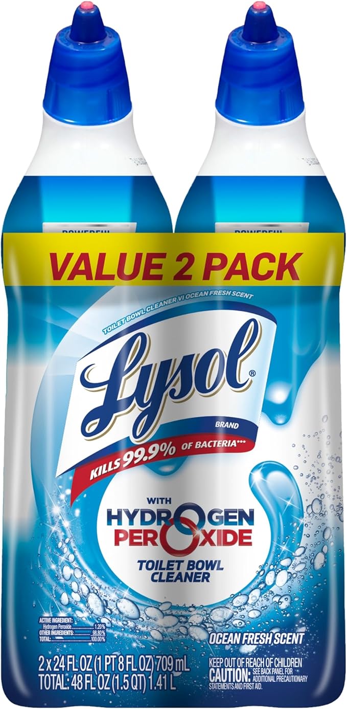 Lysol Toilet Bowl Cleaner Gel, For Cleaning and Disinfecting, Bleach Free, Ocean Fresh Scent, 24oz (Pack of 2)