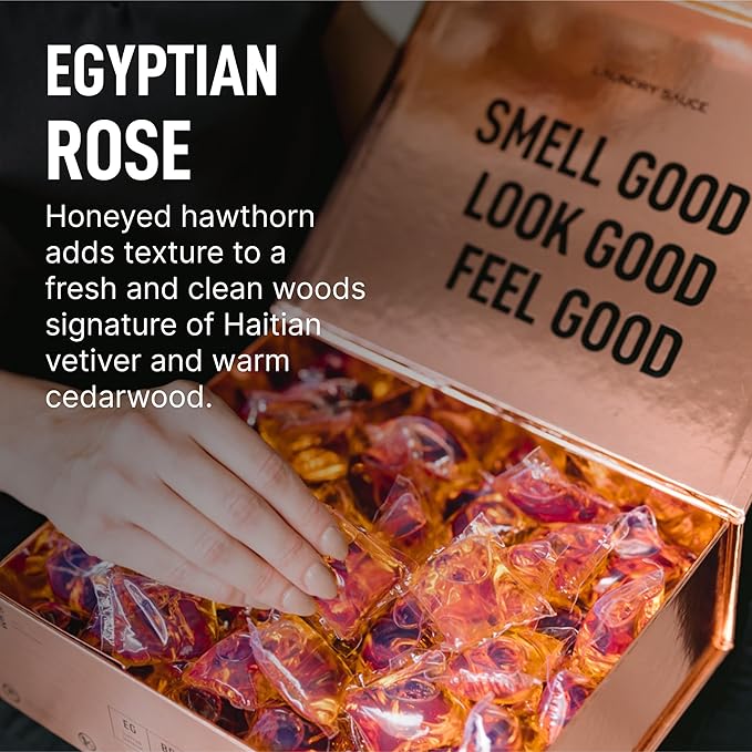 Laundry Sauce - Luxury Scented Laundry Detergent Pods & Scent Booster Bundle (Egyptian Rose), Premium Laundry Washing Pods with High-End, Sophisticated Fragrances - Dye Free & HE Compatible