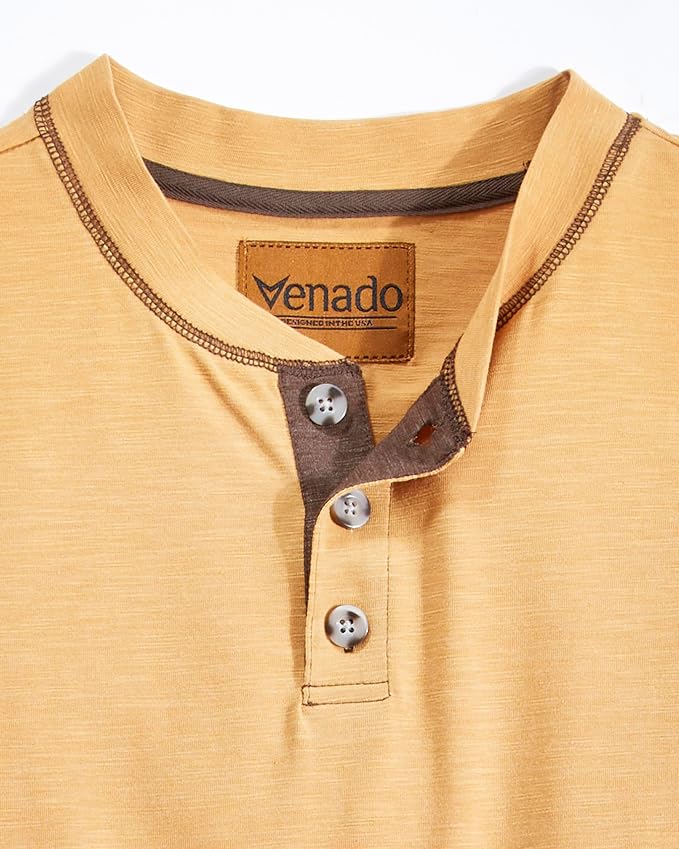 Venado Henley Long Sleeve Shirts for Men - Mens Henley with Flex Material