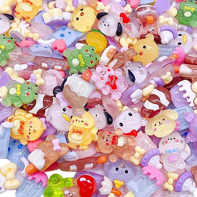 60 Pcs Mini Flatback Resin Slime Charms Bulk for Nail Art Crafts, Flatback 3D Mixed for DIY Scrapbooking Crafting (Multicolored)