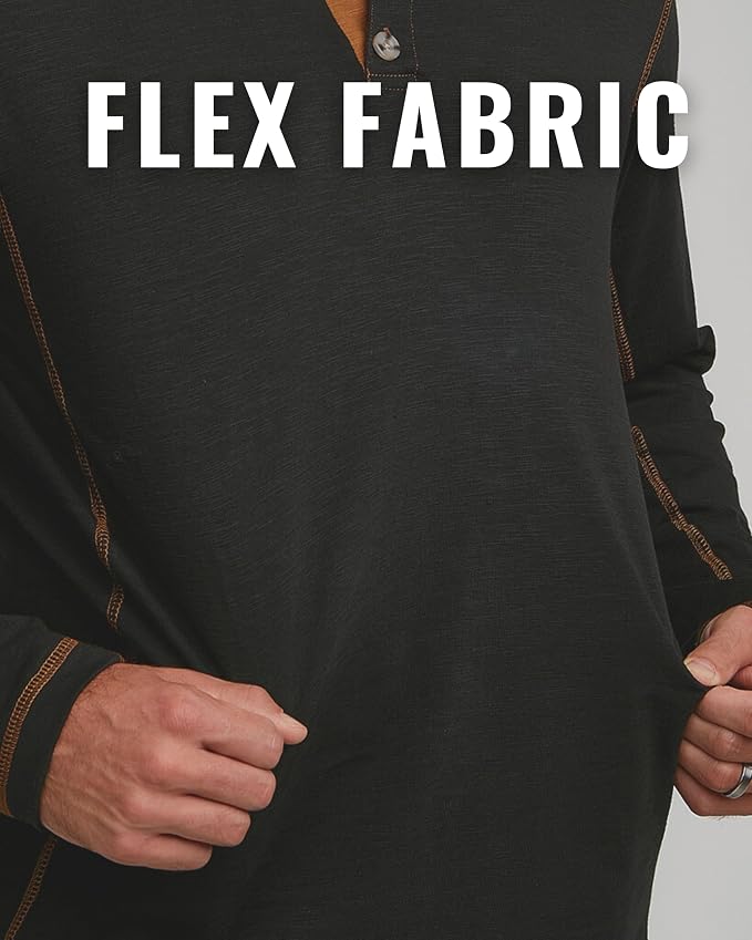 Venado Henley Long Sleeve Shirts for Men - Mens Henley with Flex Material