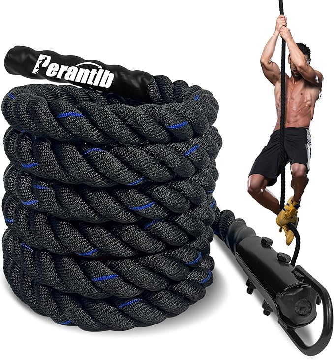 100% Polyester Climbing Rope with Hooks - Heavy Duty 1000LBS Load Capacity, 1.5inch Diameter, 10,15,20,25,30,50ft Length for Outdoor Rock Climbing, Rescue & Escape (10ft)