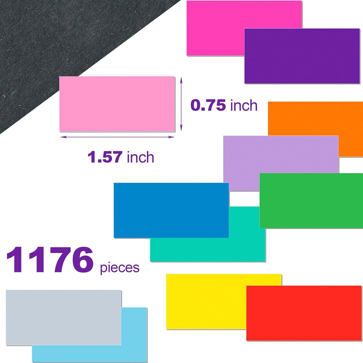 YSHIHE Colored Label Stickers,Rectangular Color Coding Stickers 1.57 x 0.75 Inch (40mm x 19mm),12 Assorted Colors for Inventory Organize, File Classification - 1176 Pack