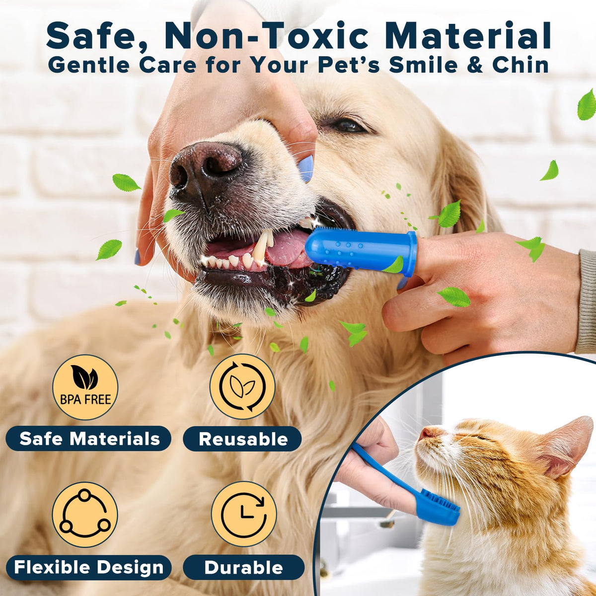 Augwind 6PCS Pet Grooming Kit | Dog Washing Gloves | Dog Bath Brush | Dog Bath Gloves | Dog Shampoo Brush | Pet Grooming Gloves | Cat Bathing Supplies | Dog Bath Supplies (Navy Blue)