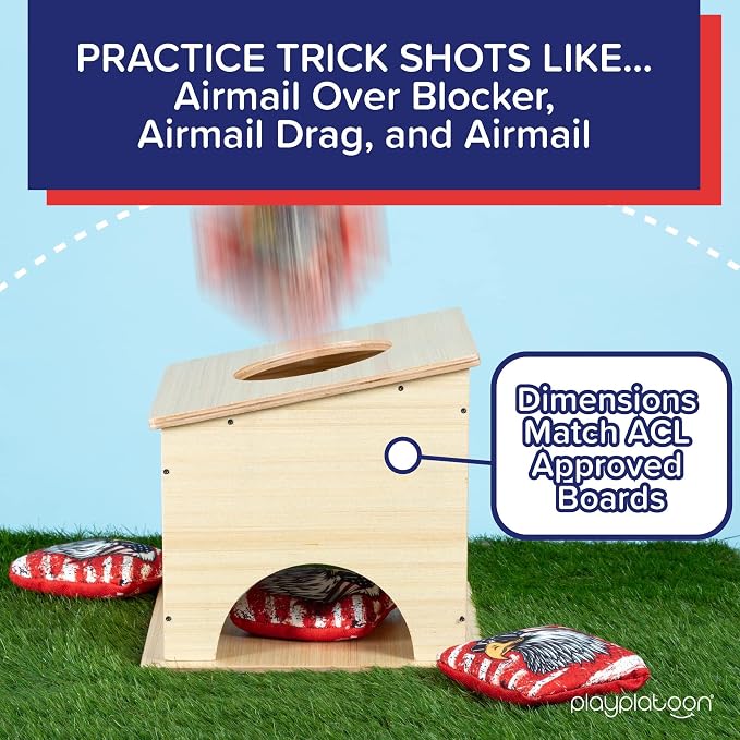 Play Platoon Cornhole Airmail Box - Set of 2 - Perfect for Practice - Competitive Cornhole Player Bag Toss Training, Prepare for Professional Games - Board only, Bags not Included