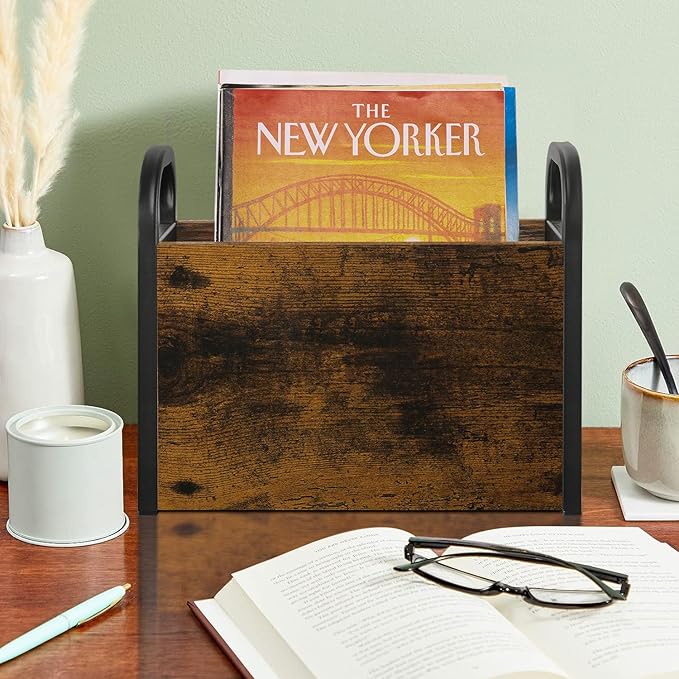 YINMIT Magazine Holder, Magazine Rack Floor, Magazine Storage Basket, Folder Organizer Bin for Books, Newspapers, Tablets