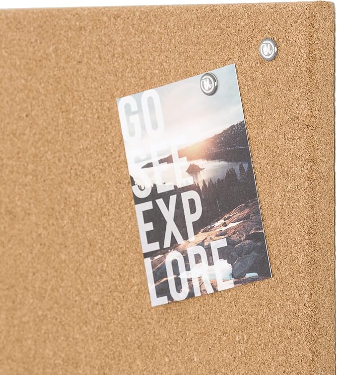 U Brands Frameless Square Cork Bulletin Board, Office Supplies, 14” x 14”, Natural, with Push Pins, 1 Count