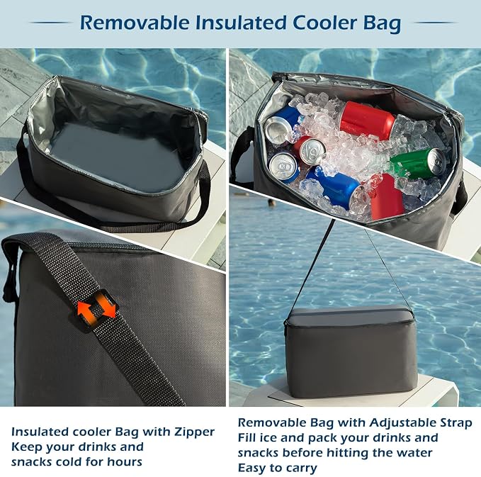 Jasonwell Inflatable River Tube Float - 2 Person Heavy Duty River Float Pool Floats with Removable Cooler Lake Water Tubes for Floating River Raft Lounge Floatie with 2 Cup Holders for Adults (SB)