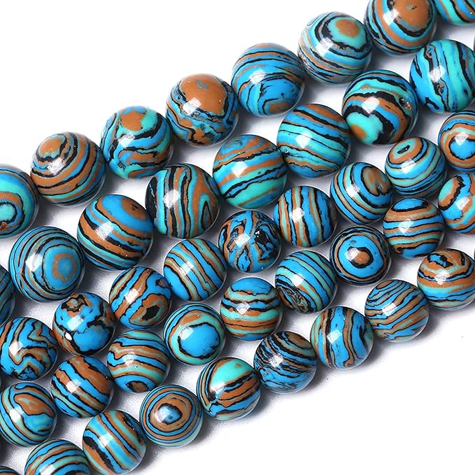 180PCS 4mm Blue Malachite Stone Beads Round Loose Gemstone Beads for Jewelry Making DIY Bracelet Necklace 32" 2 Strand,Energy Stone Healing Power