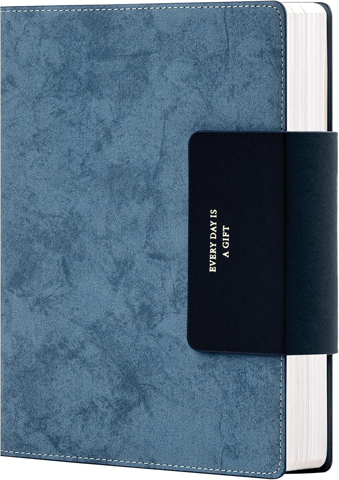 MINICAGIE Lined Leather Journals for Writing A5 Journaling Notebooks with 100 GSM Thick Paper Journal Notebook for Men & Women with Buckle Closure, Work Travel Note Taking Diary 5.7" x 8.3", Blue