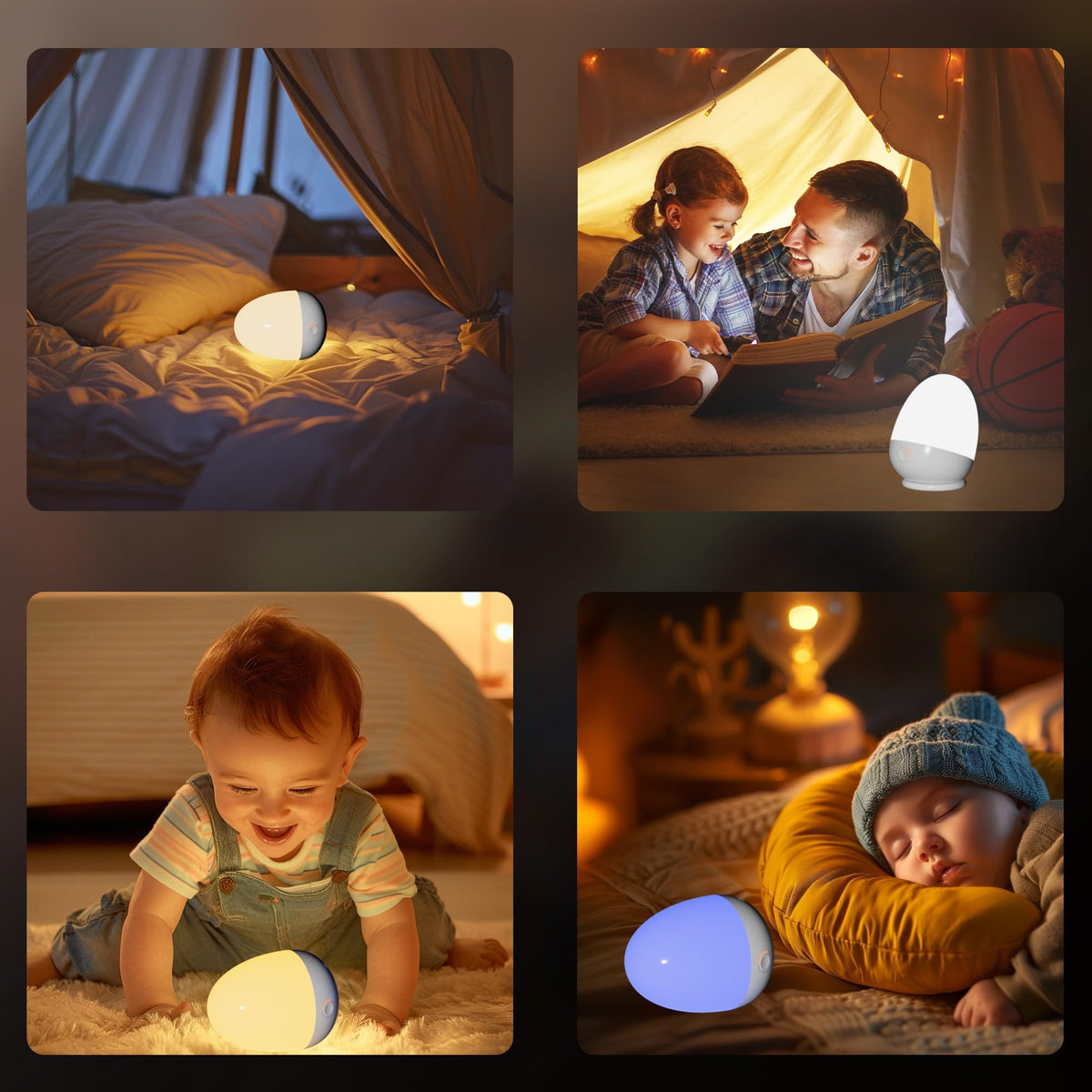 ZUZUKID Touch Egg Night Light for Baby Nursery, Rechargeable Portable Kids Nightlight Lamp with 1-6H Feeding Timer, 3 Color Temperatures Dimmable, Ideal for New Moms of Toddlers