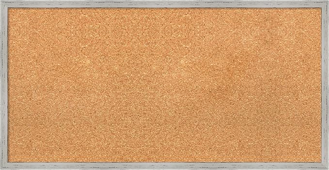 Amanti Art Natural Cork Board for Wall, 17x33 Vision Board with White Frame, Medium Corkboard Office Decor for Home Organization, Cottage Corkboard Pinboard to Display Items for Home Organization in