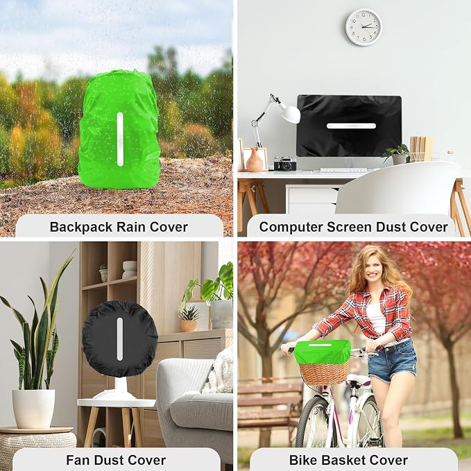 LAMA 2 Pack Waterproof Rain Cover for Backpack, Reflective Rucksack Rain Cover for Anti-Dust/Anti-Theft/Bicycling/Hiking/Camping/Traveling, L Size (for 45L-55L Backpack), 1 Pcs Black + 1 Pcs Green