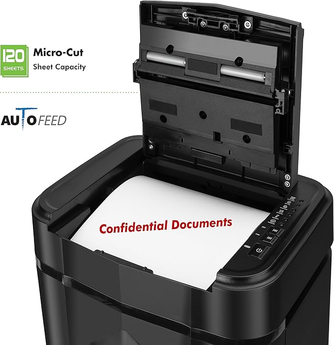 Aurora Professional Grade AU125MA 120-Sheet Auto Feed High-Security Micro-Cut Paper Shredder/60 Minutes/Security Level P-5