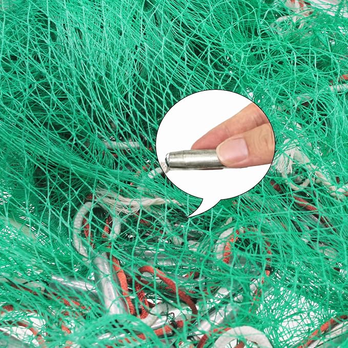 Saltwater Fishing Cast Net Eco-Friendly Rubber Sinker 1/2 Inches Mesh for Bait Shrimp Trap Fish Size 4FT/5FT/6FT/7FT/8FT/9FT/10FT/11FT/12FT Radius