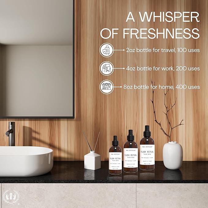 Muse Apothecary Flush Ritual - Aromatic & Refreshing Toilet Spray, Use Before You Go, 2 oz, Infused with Natural Essential Oils - Aloe + Eucalyptus + Lavender, 2 Pack