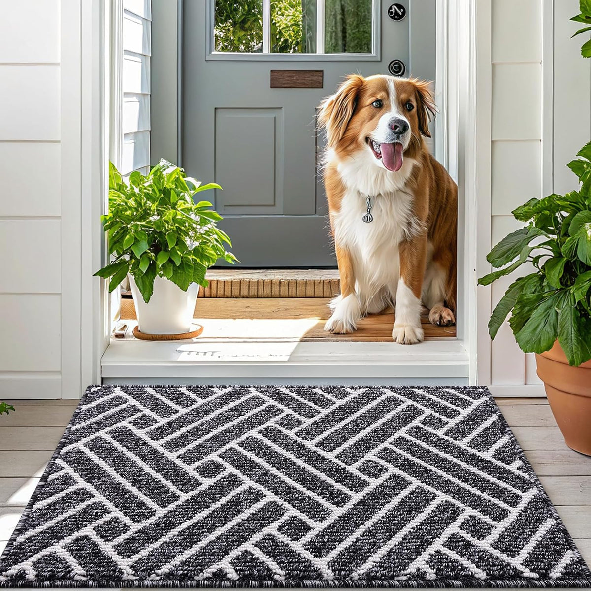 OLANLY Runner Indoor Door Mat, 59x23 Inch, Dirt Resistant and Absorbent, Non-Slip Rubber Backing Floor Mats, Easy Clean Low-Profile Doormat for Entryway, Front Door, and Inside Entrance, Black