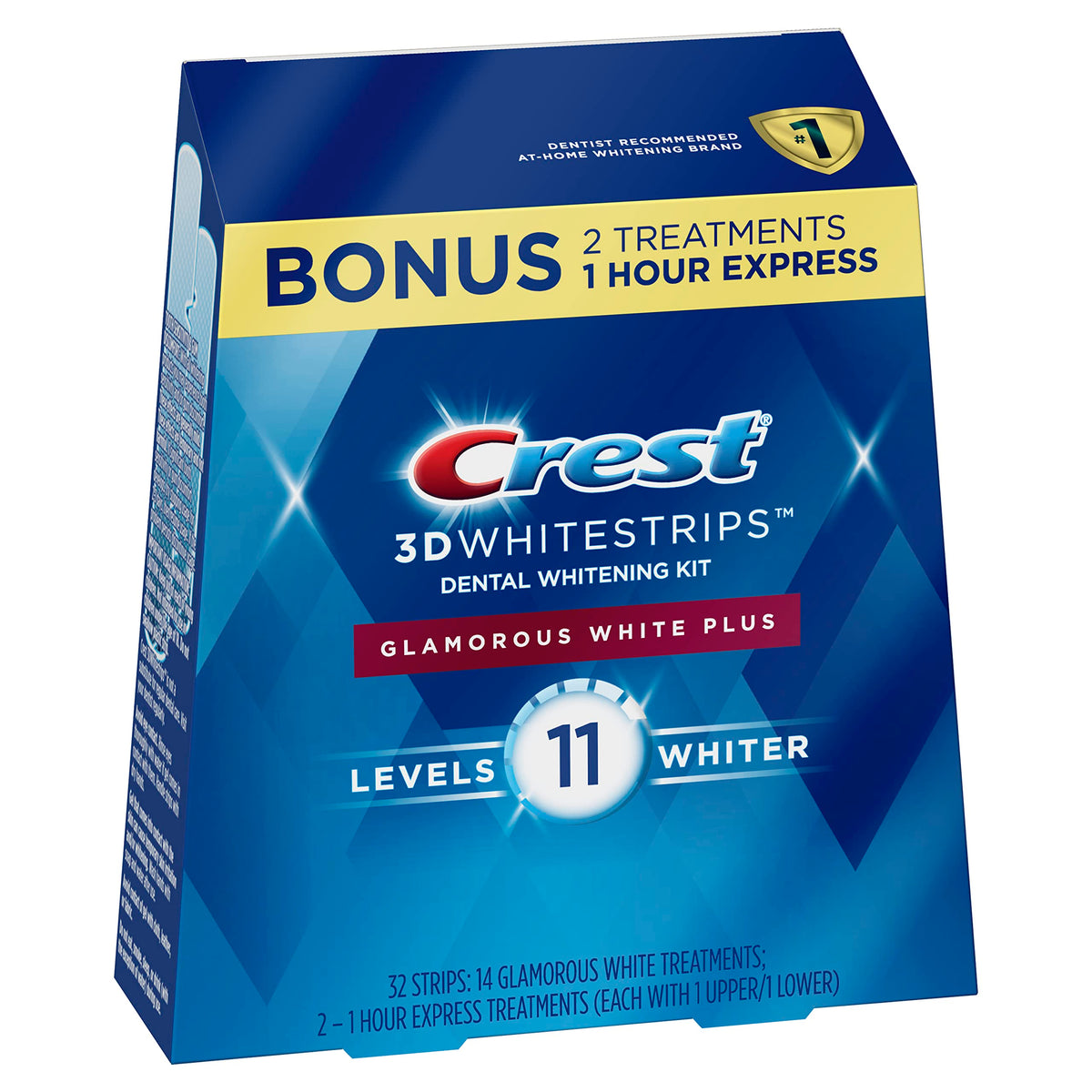Crest 3D Whitestrips Glamorous White, 3D White, Teeth Whitening Strip Kit, 32 Strips (16 Count Pack) - Crest Teeth Whitening Strips, Teeth Whitening Kit - Packaging May Vary