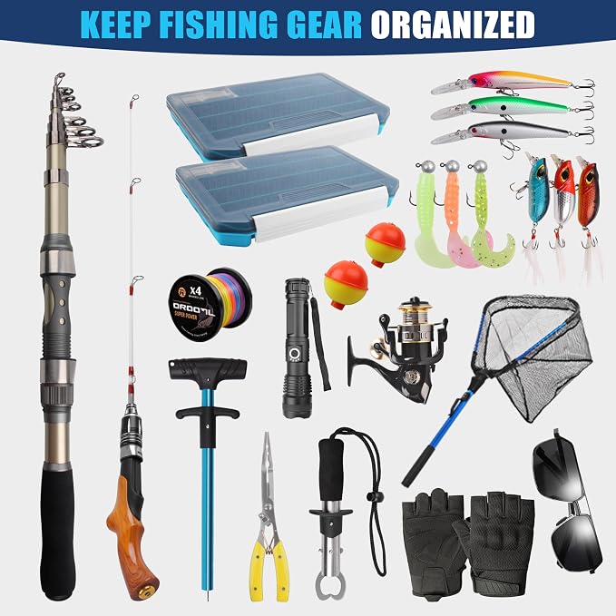OROOTL Fishing Backpack Tackle Bag with Rod Holder Waterproof Fishing Sling Bag Storage Backpack Ideal Gifts for Men, Small