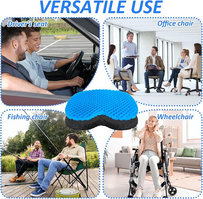 2 Pcs Anti Slip Kayak Seat Cushion Breathable U Shape Seats Pad with Non-Slip Cover Thick Waterproof-Gel for Sit in Inflatable Kayak Canoe and Boat Kayak Accessories for Fishing Kayak
