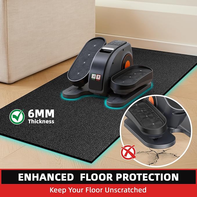 Treadmill Mat, 7'x3'/6'x3'/6'x2.5'/5.6'x2'/4'x2', 6mm Thick Exercise Equipment Gym Mat for Hardwood FloorCarpet, Compatible with Peloton Bike, Indoor Spin Bike, Elliptical