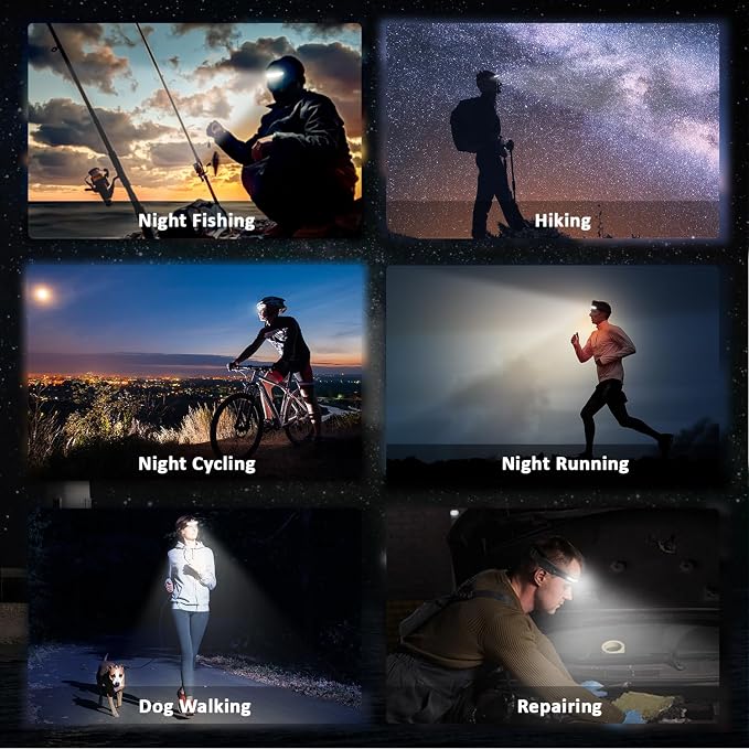 LED Headlamp Rechargeable with Motion Sensor USB Head Lamp Comfortable Headband with Wide Beam 5 Modes 350 Lumen Ultra Bright Flashlight Head light for Outdoor Camping Hiking Running Work Pack of 3