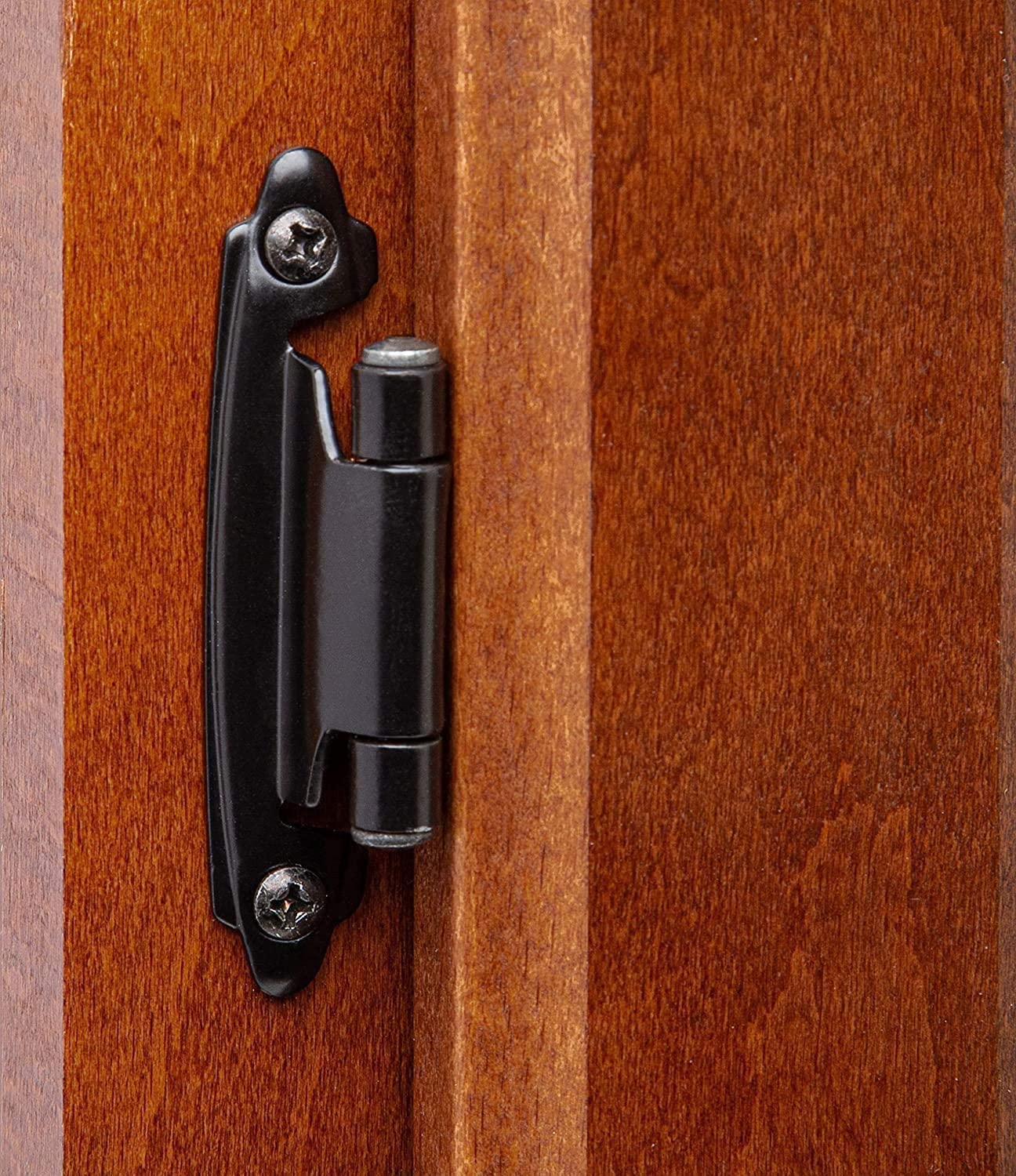 DecoBasics 3/8" Inset Cabinet Hinges Black (25 Pair -50 Pcs) Offset Self Closing Matte Black Cabinet Hinges for Kitchen Cabinets w/Bumpers & Upgraded Screws