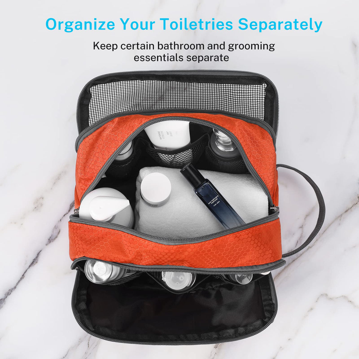 Gonex Travel Toiletry Bag Nylon, Dopp Kit Shaving Bag Toiletry Organizer Orange