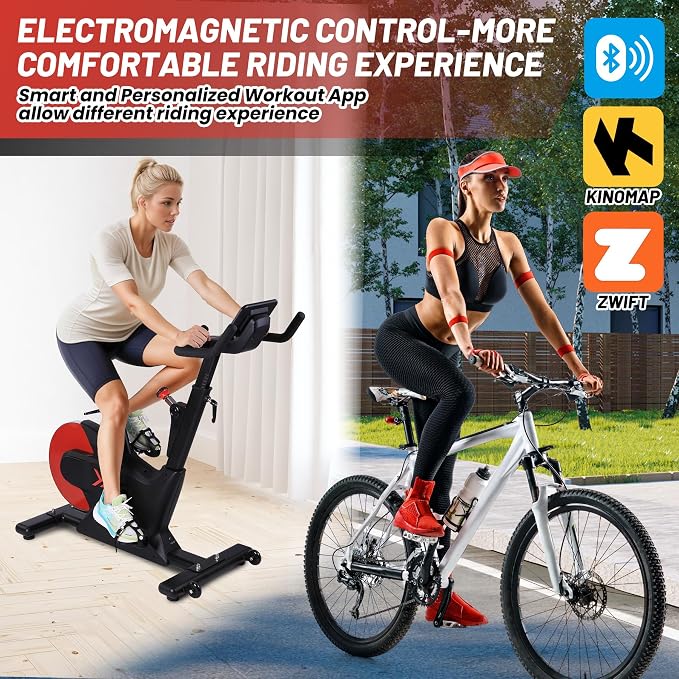  Exercise Bike, Adjustable Magnetic Resistance Stationary Bikes with Smart Knob Resistance,300Lbs Weight Capacity Indoor Cycling Bike WithLCD Monitor & IPad Mount ﻿
