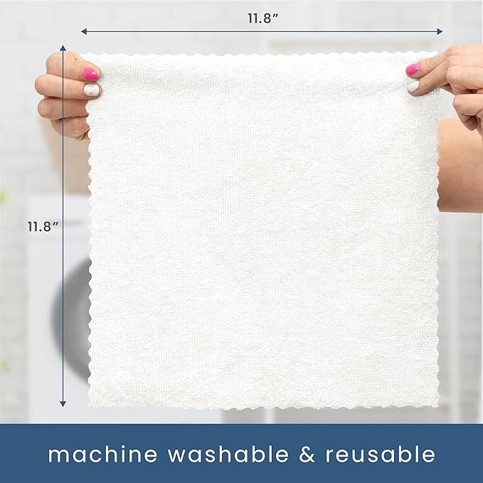 S&T INC. 50 Pack Microfiber Cleaning Cloth with Box, Bulk Towels for Home, Reusable Microfiber Towels for Cars, Cleaning Rags, White, 11.8 Inches x 11.8 Inches, 50 Count