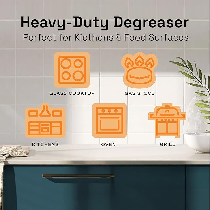 Clean Republic Heavy-Duty Degreaser, Multi-Surface Cleaning Spray for Ovens, Stove Tops, Grills, and More, 32 Fluid Ounce Bottle, 2-Pack