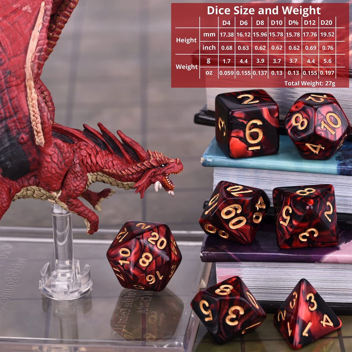 Amiven DND RPG Dice Sets 30 x 7 Polyhedral Dice (210pcs) for Dungeons and Dragons Tabletop Role Playing Adventure Games, with a Large Drawstring Bag