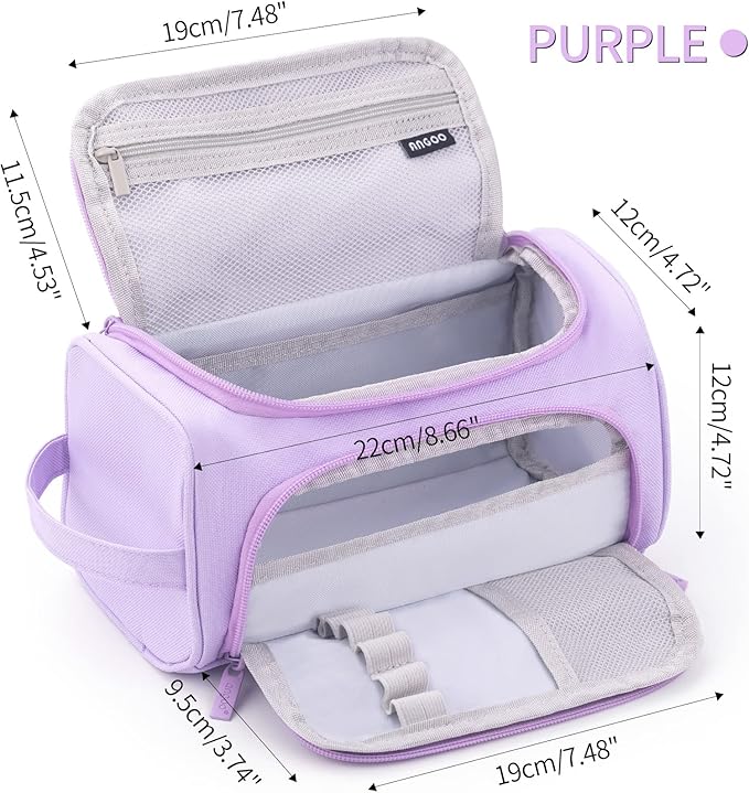 HVOMO Big Capacity Pencil Case High Large Storage Pouch Marker Pen Case Travel Simple Stationery Bag School College Office Organizer for Teens Girls Adults Student（N Purple）