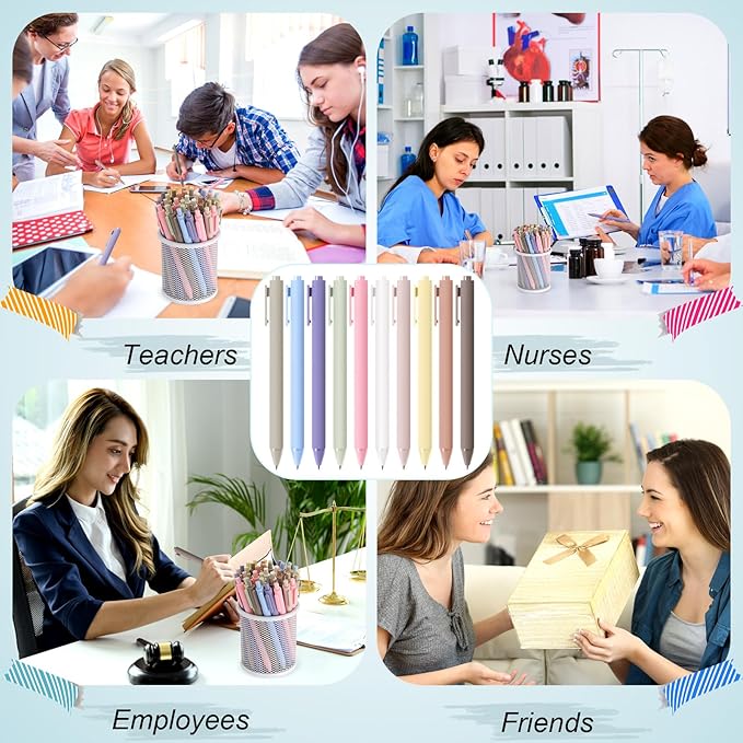 Crtiin 50 Pcs Gel Ink Pens Bulk Black Ink, Smooth Writing Cute Colorful Pens for Back to School First Day of School Teacher Student Server Office Supplies Staff Party Favor Gifts (Pastel Colors)