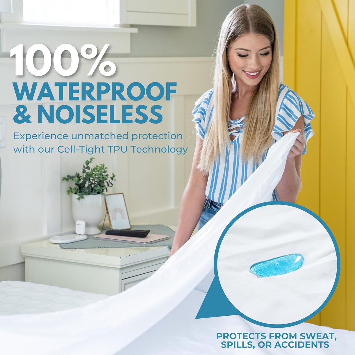Twin XL Size 39x80” Premium Waterproof Zippered Mattress Encasement, 100% Cotton, Hypoallergenic, Six Sided Mattress Cover, Invisible Zippered, Soft Breathable up to 15" Deep - Rest Line