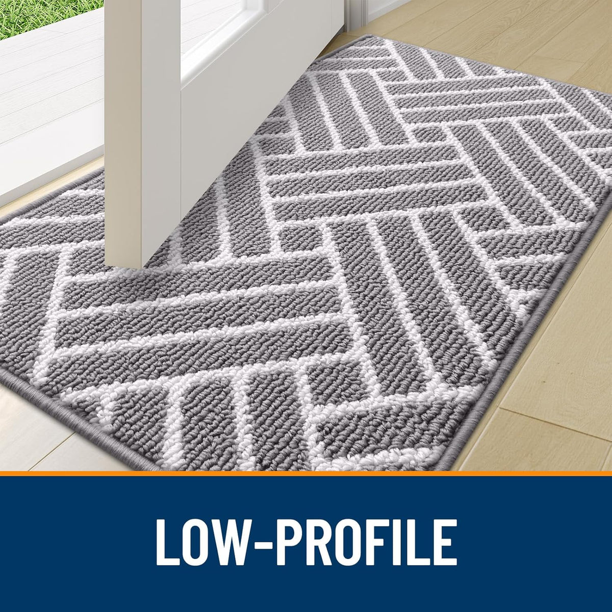 OLANLY Runner Indoor Door Mat, 59x23 Inch, Dirt Resistant and Absorbent, Non-Slip Rubber Backing Floor Mats, Easy Clean Low-Profile Doormat for Entryway, Front Door, and Inside Entrance, Grey