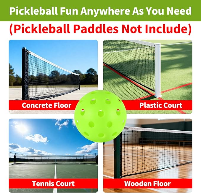 4/6/12/20/50/100 pcs Pickleball Balls,40 Hole Outdoor Pickleball Balls,8mm Precision Drilled-Spaced Pickle Ball Set-Profession Plastic Ball for Pickleballs Paddles and Indoor Floor Sport Court