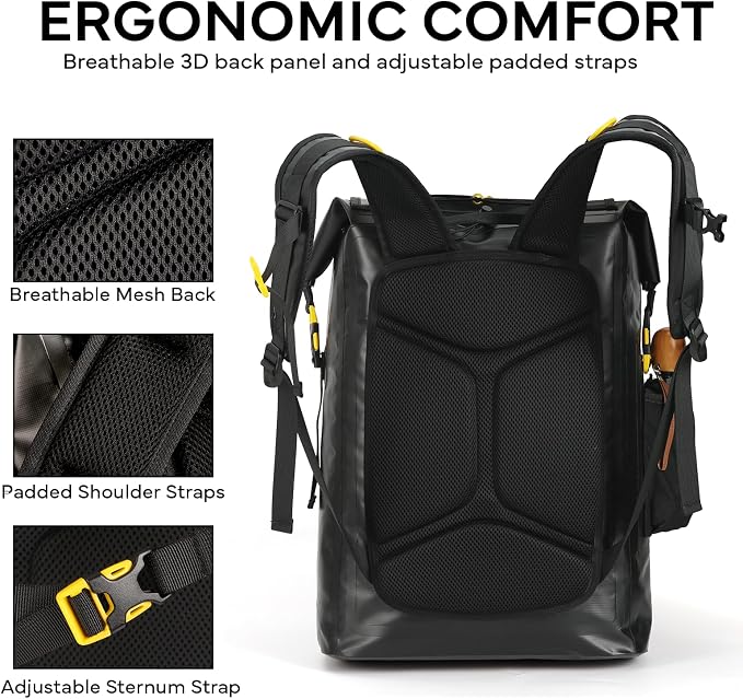 30L Waterproof Dry Bag Backpack | Breathable back. 500D PVC with roll-top waterproof design. Suitable for hiking, fishing, water sports, daily commute & travel