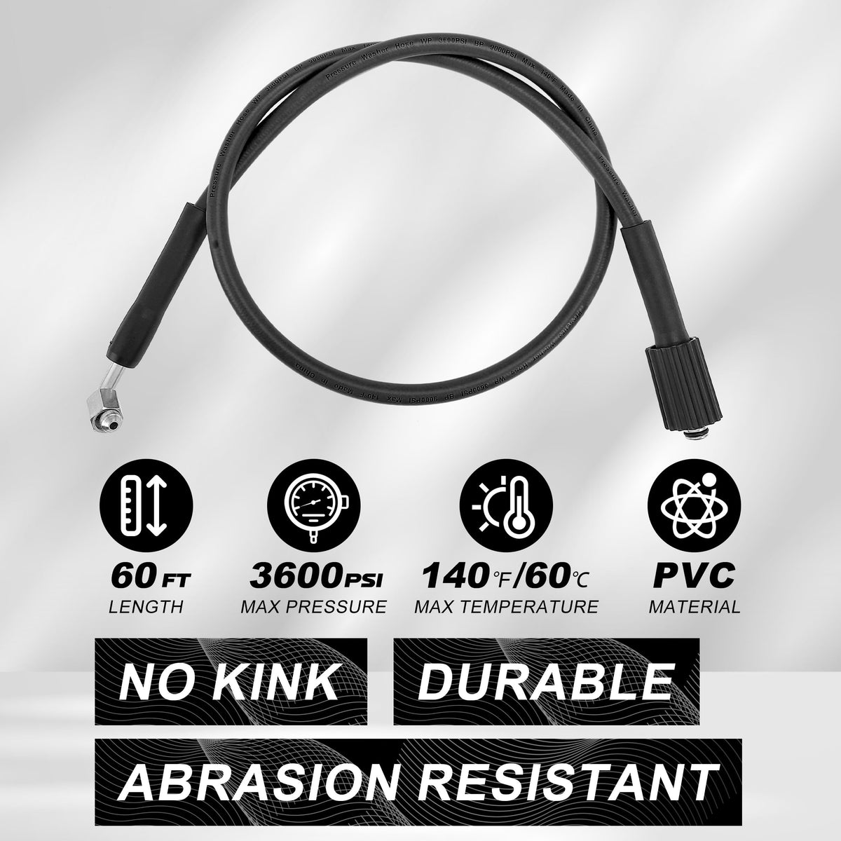 Tool Daily Retractable Pressure Washer Hose Reel 60 FT x 1/4”, Heavy Duty Power Washer Hose Reel 3600 PSI, Auto-Rewinding, Wall/Floor Mounted