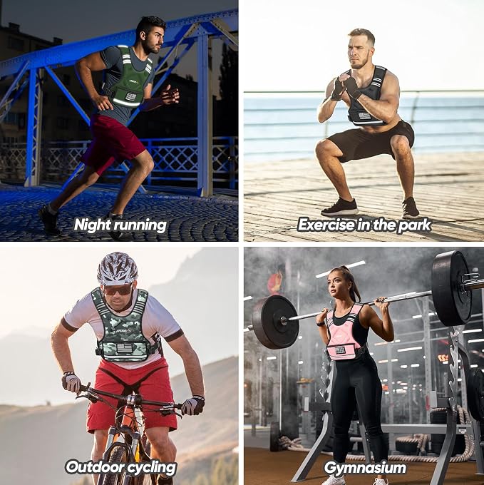 APEXUP Adjustable Weighted Vest, 4-10lb/12-18lb/20-32lb Vest with 6 Ironsand Weights and Large Pocket, Weight Vest for Men Women Strength Training, Running, Walking