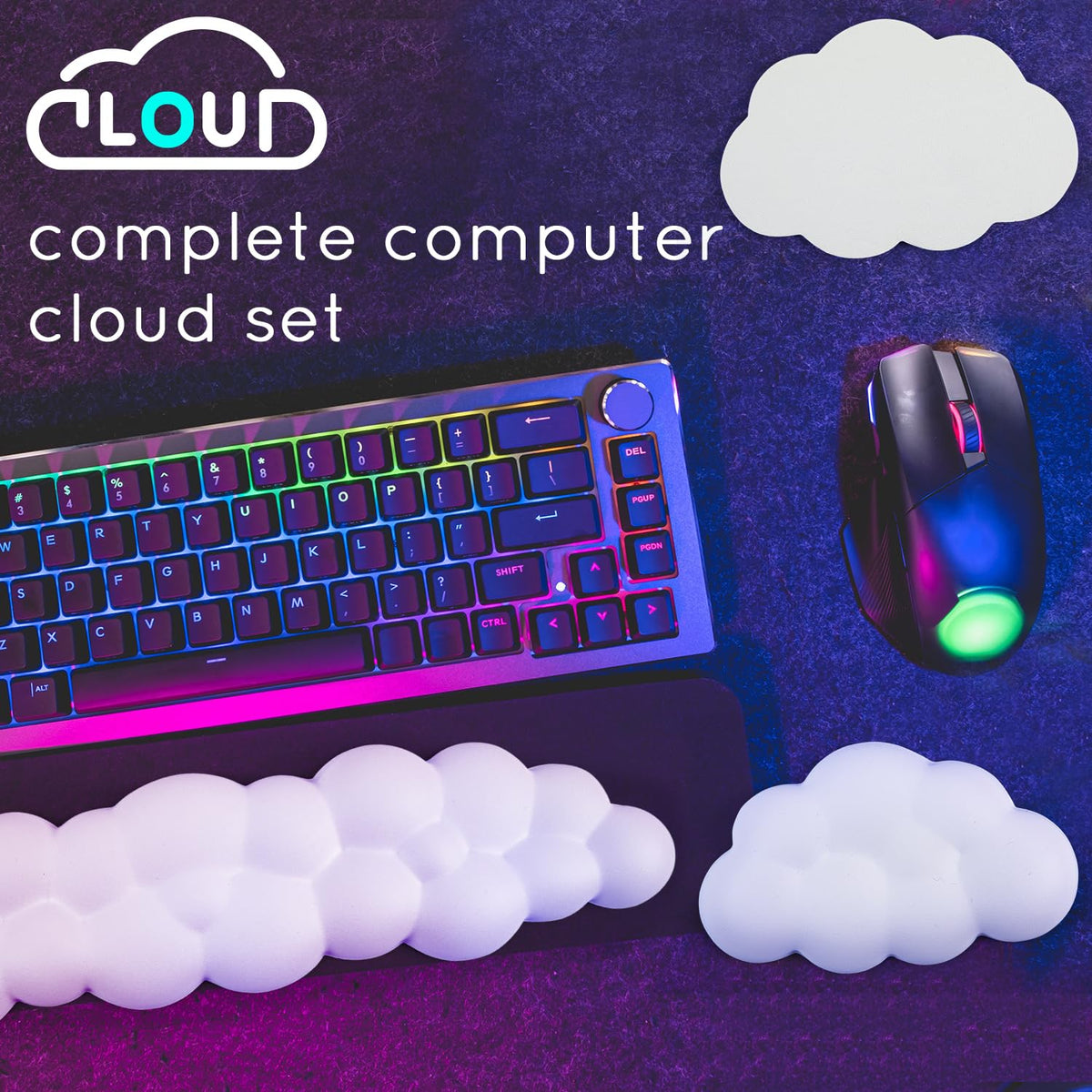 Cloud Wrist Rest for Computer Keyboard Arm Wrist Rest with Non-Slip Base Extended Rest Ergonomic Memory Foam for Keyboard and Mouse Typing Pain Relief, Office, Gaming, Computer