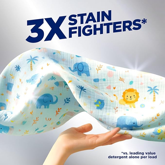 OxiClean Triple Action Free Versatile Stain Remover Powder, Use with Detergent, No Fragrance, No Dyes, No Phosphates, No Chlorine, Removes Stains, Brightens Colors and Whites, 4 lbs