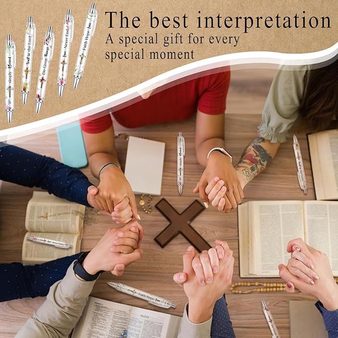 10 PCS Bible Verse Pens, Christian Pen Set, Christian Ballpoint Pens for School Office Church Supplies