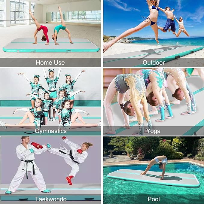 Inflatable Air Gymnastics Track 10ft Training Mats 4 inches Thickness Gymnastics Tracks for Home Use/Cheerleading/Yoga/Water With A Pump