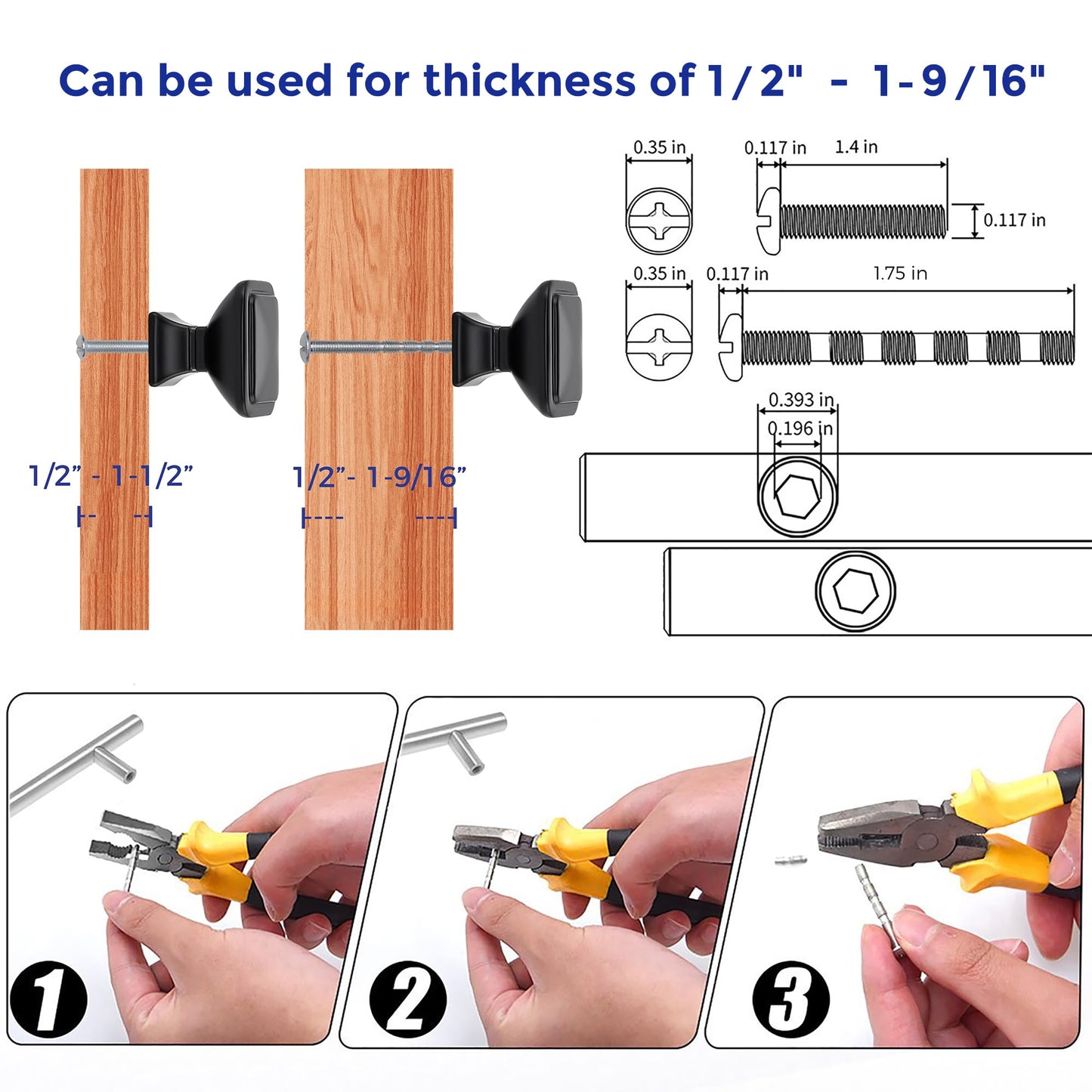 Ravinte 25 Pack Solid Single Hole Square Foot Cabinet Arch Knobs Kitchen Matte Black Knobs Black Drawer Pulls Kitchen Cabinet Hardware Pulls for Cupboard Handles